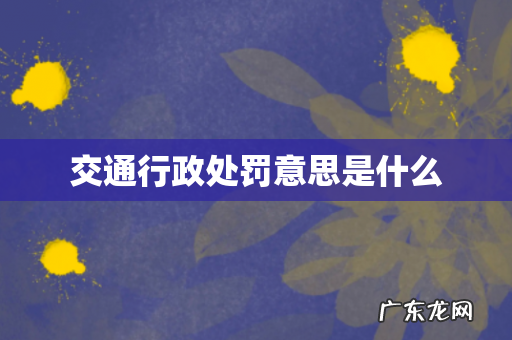 交通行政处罚意思是什么