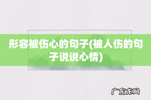 被人伤的句子说说心情 形容被伤心的句子