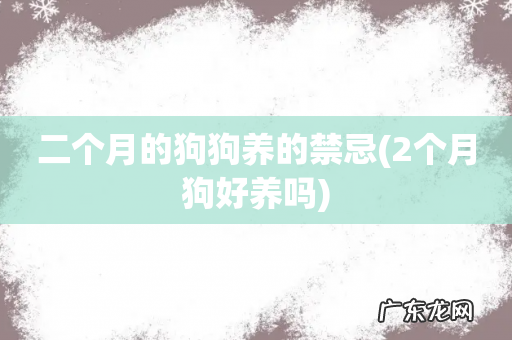 2个月狗好养吗 二个月的狗狗养的禁忌