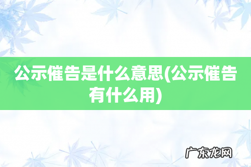 公示催告有什么用 公示催告是什么意思
