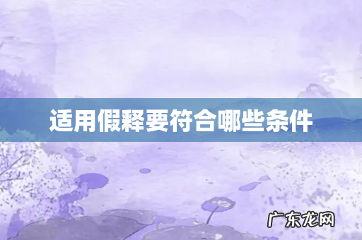 适用假释要符合哪些条件