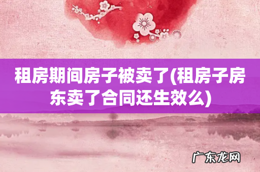 租房子房东卖了合同还生效么 租房期间房子被卖了