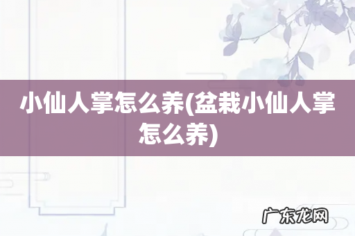 盆栽小仙人掌怎么养 小仙人掌怎么养