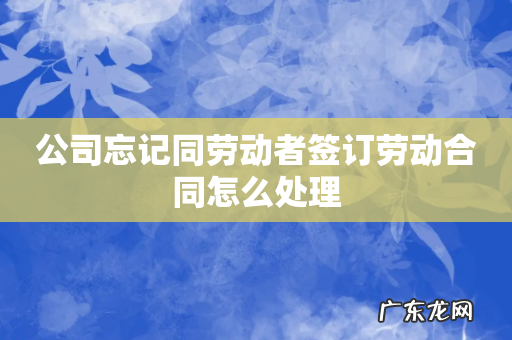 公司忘记同劳动者签订劳动合同怎么处理