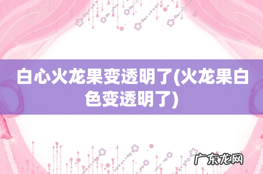 火龙果白色变透明了 白心火龙果变透明了
