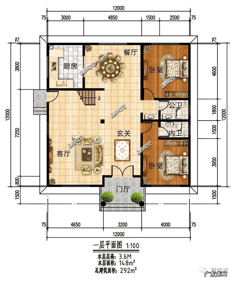 两室一厅100平方户型图 西户120平方房子设计图