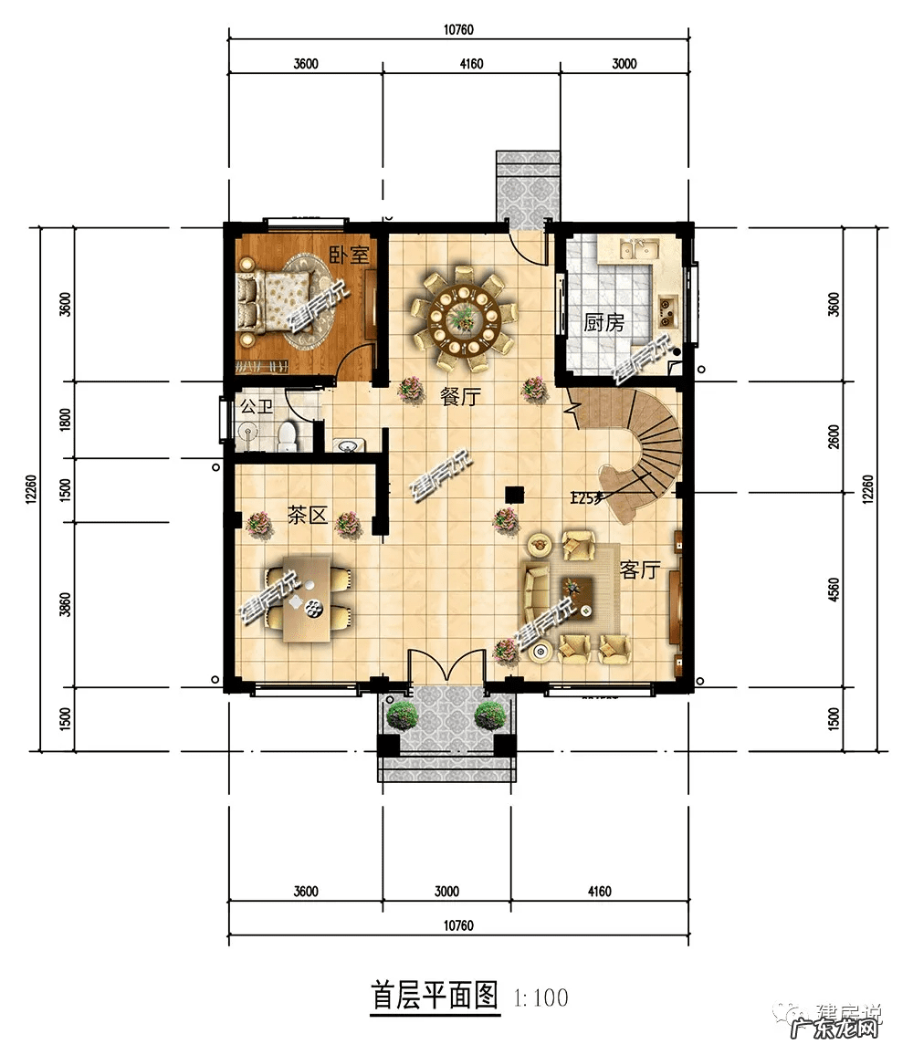 两室一厅100平方户型图 西户120平方房子设计图