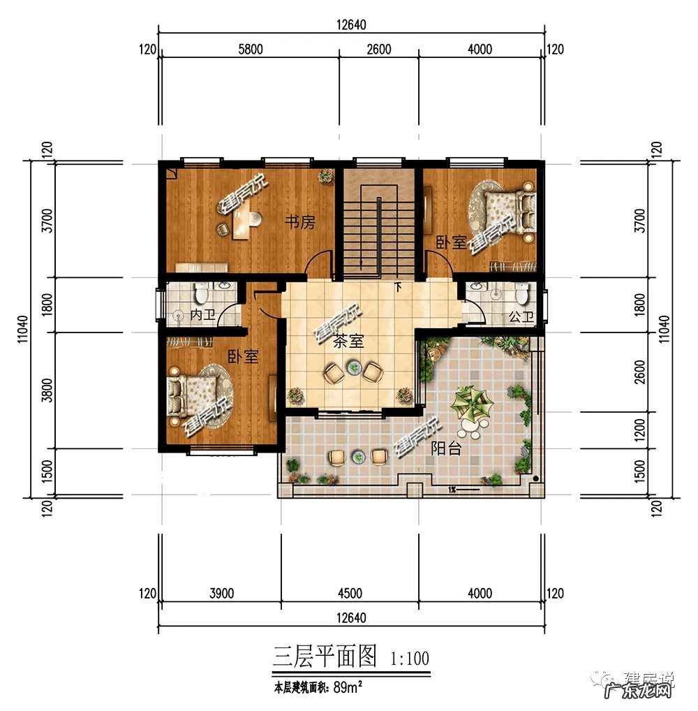 两室一厅100平方户型图 西户120平方房子设计图