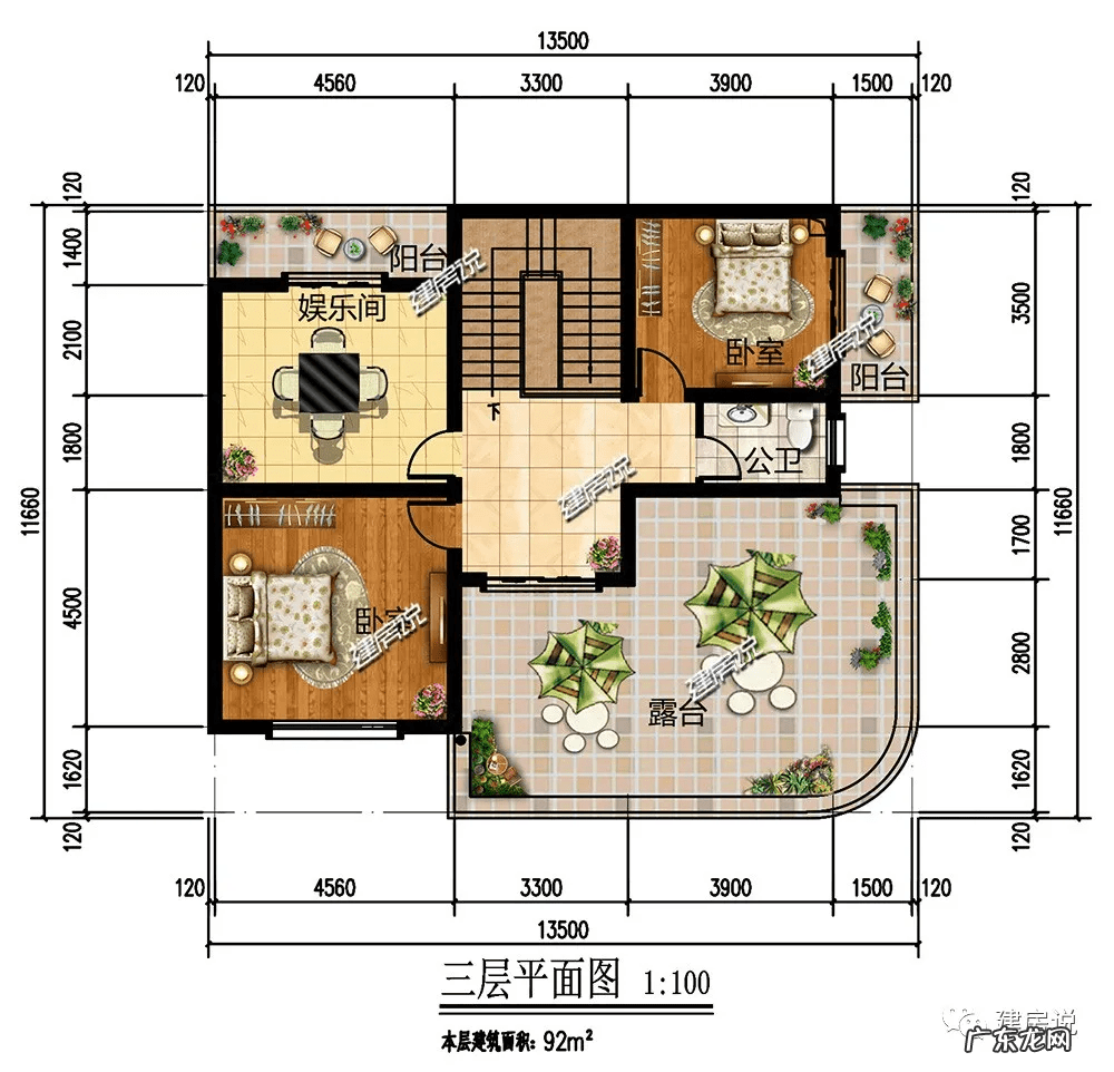 两室一厅100平方户型图 西户120平方房子设计图
