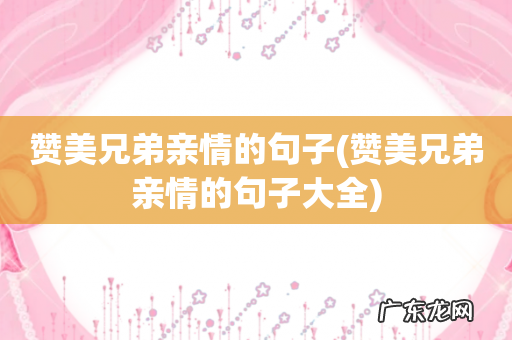 赞美兄弟亲情的句子大全 赞美兄弟亲情的句子
