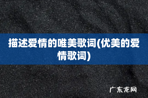 优美的爱情歌词 描述爱情的唯美歌词