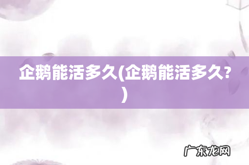 企鹅能活多久? 企鹅能活多久