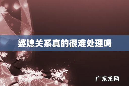 婆媳关系真的很难处理吗