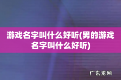 男的游戏名字叫什么好听 游戏名字叫什么好听