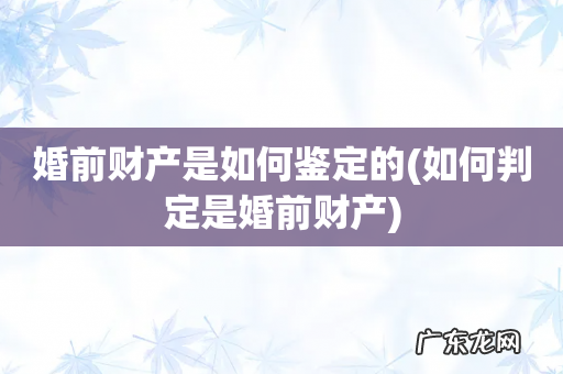 如何判定是婚前财产 婚前财产是如何鉴定的