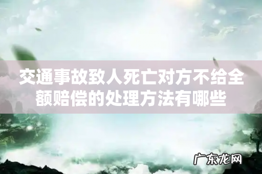交通事故致人死亡对方不给全额赔偿的处理方法有哪些