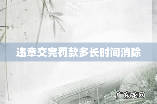 违章交完罚款多长时间消除