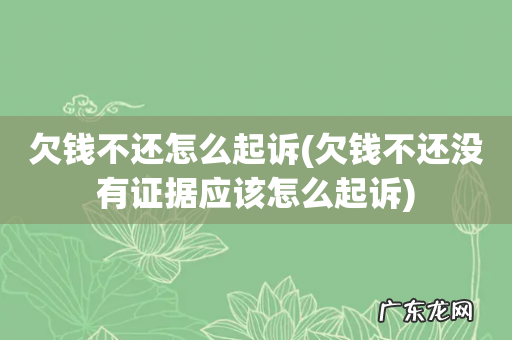 欠钱不还没有证据应该怎么起诉 欠钱不还怎么起诉