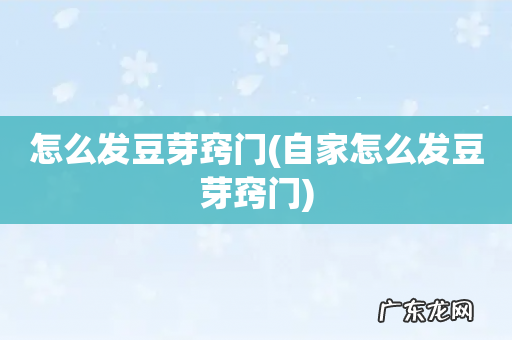 自家怎么发豆芽窍门 怎么发豆芽窍门