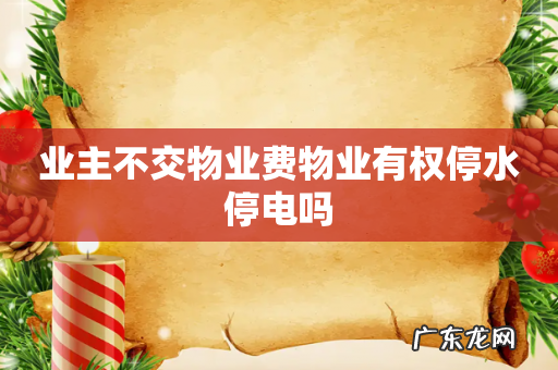 业主不交物业费物业有权停水停电吗