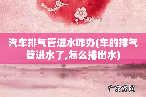车的排气管进水了,怎么排出水 汽车排气管进水咋办