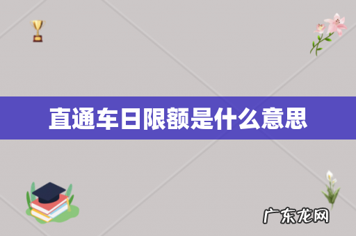 直通车日限额是什么意思
