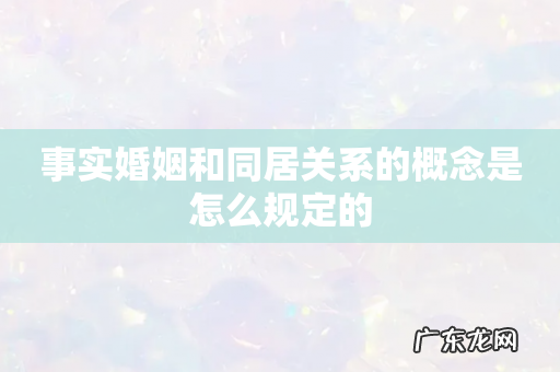 事实婚姻和同居关系的概念是怎么规定的