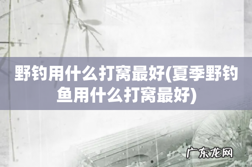 夏季野钓鱼用什么打窝最好 野钓用什么打窝最好