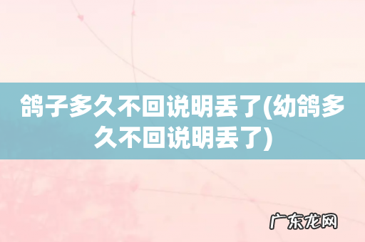幼鸽多久不回说明丢了 鸽子多久不回说明丢了