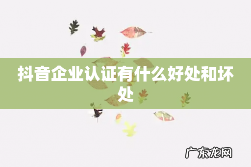 抖音企业认证有什么好处和坏处