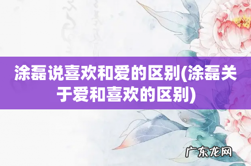 涂磊关于爱和喜欢的区别 涂磊说喜欢和爱的区别