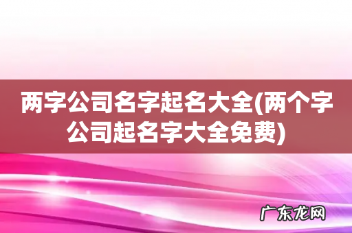 两个字公司起名字大全免费 两字公司名字起名大全
