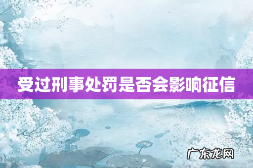 受过刑事处罚是否会影响征信