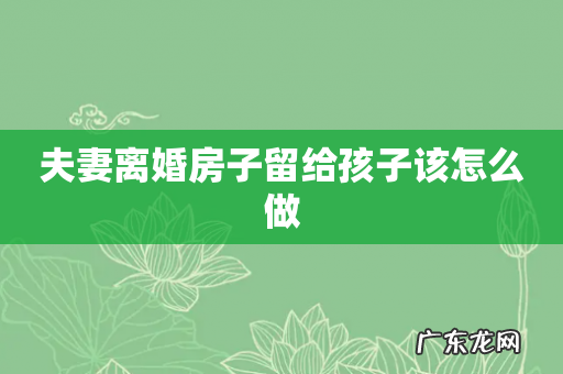 夫妻离婚房子留给孩子该怎么做