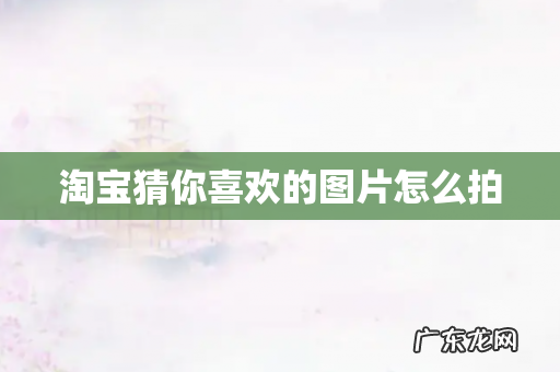 淘宝猜你喜欢的图片怎么拍