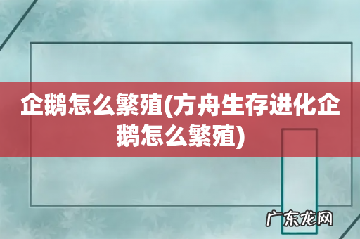 方舟生存进化企鹅怎么繁殖 企鹅怎么繁殖
