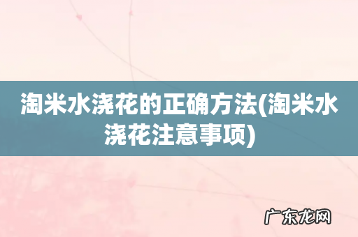 淘米水浇花注意事项 淘米水浇花的正确方法