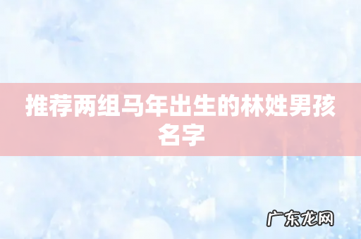 推荐两组马年出生的林姓男孩名字