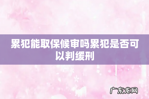 累犯能取保候审吗累犯是否可以判缓刑