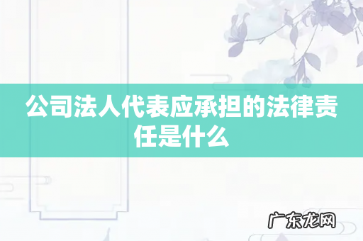 公司法人代表应承担的法律责任是什么