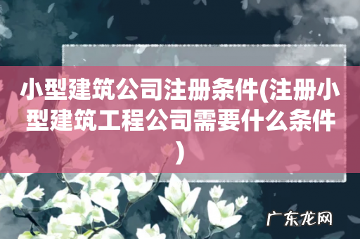 注册小型建筑工程公司需要什么条件 小型建筑公司注册条件