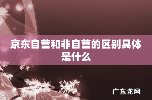 京东自营和非自营的区别具体是什么