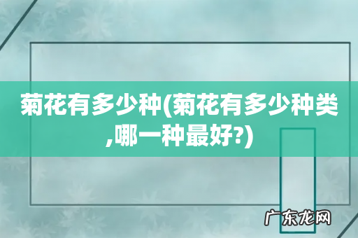 菊花有多少种类,哪一种最好? 菊花有多少种
