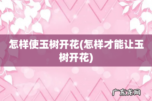 怎样才能让玉树开花 怎样使玉树开花