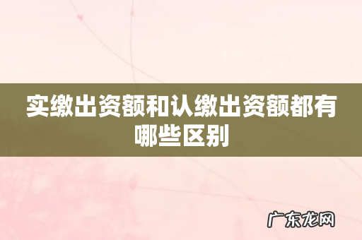 实缴出资额和认缴出资额都有哪些区别
