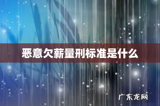 恶意欠薪量刑标准是什么