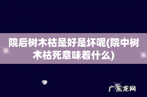 院中树木枯死意味着什么 院后树木枯是好是坏呢