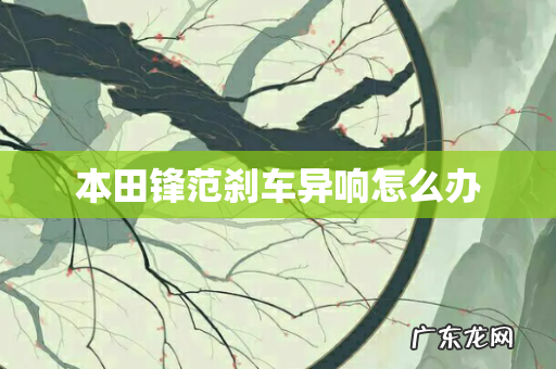 本田锋范刹车异响怎么办