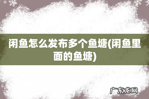 闲鱼里面的鱼塘 闲鱼怎么发布多个鱼塘