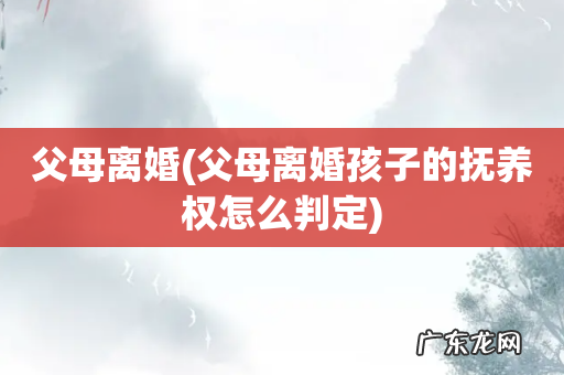 父母离婚孩子的抚养权怎么判定 父母离婚